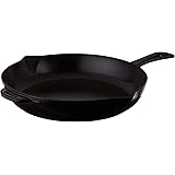STAUB Cast Iron Enameled Frying Pan, 10-inch, Black Matte
