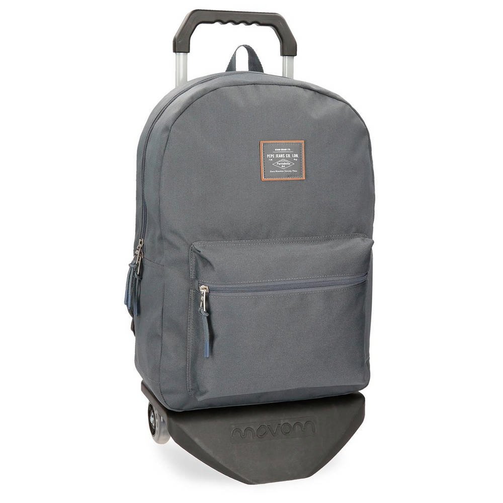 Pepe Jeans Cross Backpack with Trolley Grey 32x44x15 cms Polyester 21.12L