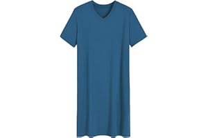 Latuza Men's Viscose Nightshirt Short Sleeves Sleep Shirt