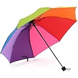 Tinsow 8 Rib Rainbow Umbrella Portable Tri-Folded Umbrella Collapsible, Compact and Durable, Lightweight and Cute Travel Umbr