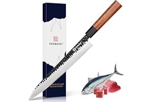KEEMAKE Sushi Knife 10 inch, Sashimi Knife with 440C Stainless Steel Blade Yanagiba Knives, Carving Knives G10 Bolster Octago