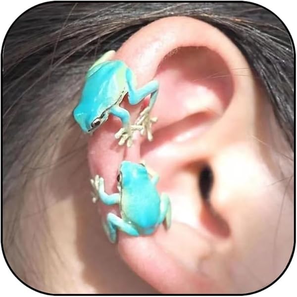 Frog Ear Cuff Green Frog Earrings Cute Thicc Frog Dangle