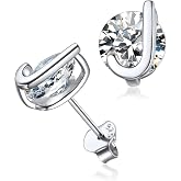 ChicSilver 925 Sterling Silver Initial Stud Earrings for Women, Small Cubic Zirconia Letter Earrings Hypoallergenic, Dainty Personalized Jewelry with Gift Box