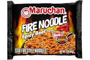 Maruchan Ramen Fire Spicy Beef, Instant Noodles - Stir Fry Style, Bold Taste with a Fiery Kick, Ready to Eat Meals - 3 Oz (22 Count)
