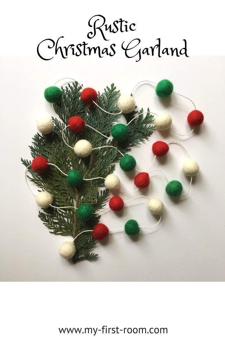 Christmas Garland Red Green/Choose your length/Rustic Christmas Tree