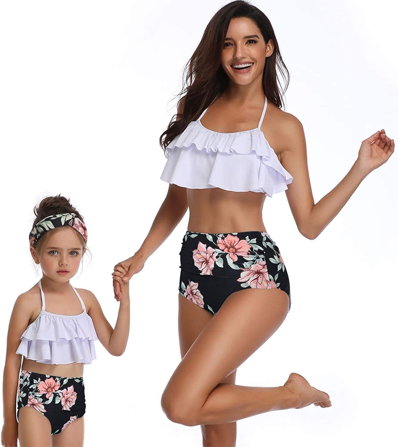 2pcs Mere Et Fille Famille Maillot De Bain Femme Bebe Fille Licou Ebouriffer Bikini Haut Bas Maillot De Bain Tenue De Plage Vetements Bebe Fille 0 24m Zwembaddebeemd Nl
