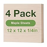 Wowood 4 Pack Maple Plywood Sheets, 12 x 12 x 1/4