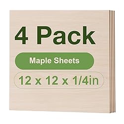 Wowood 4 Pack Maple Plywood Sheets, 12 x 12 x 1/4