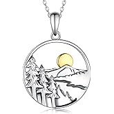 Yorionke Mountain Necklace Sterling Silver Mountain Pendant Necklace Nature Jewelry Gift for Skiers, Hikers, Campers, Climbers,Nature Lovers