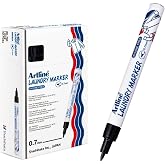 Artline Laundry Marker, Permanent Fabric Pen, 0.7mm Black, 12 Pack | Permanent fabric marker for clothes, school uniforms, name labels, laundry tags, towels and washable textiles