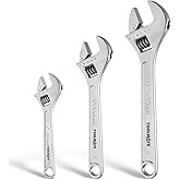 TOOLMAYS Adjustable Wrench Set Forged, 6", 8", 10" Heat Treated, Chrome-plated Wrench Set Max jaw capacity 1-3/8"