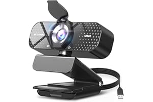 TRAUSI HD Webcam with Microphone, Noise Cancellation, Privacy Cover, Wide-Angle Lens, Auto Light Correction, Plug & Play USB 