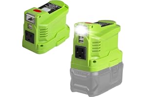 150W Power Supply Inverter for Ryobi 18V, TEPULAS DC 18V to AC 120V Power Inverter Generator, Power Source USB Phone Charger Adapter for Ryobi w/AC Outlet & LED Light (No Battery)