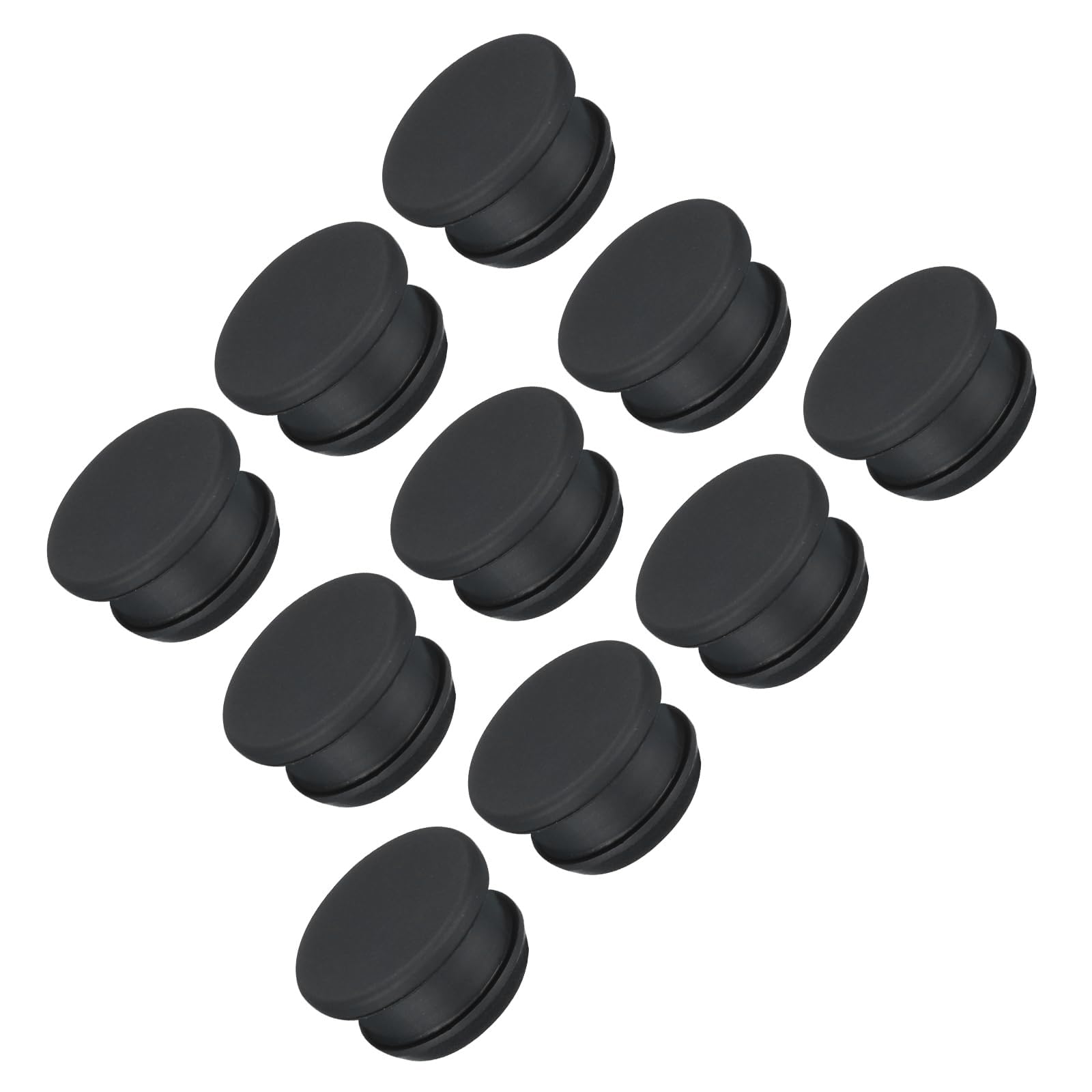 TOP-VIGOR 10Pcs Silicone Snap in Locking Hole Plugs, 19mm Diameter Hole Stoppers, Rubber Panel Seal Cover Flush Type Panel Round for Kitchen Rubber Bulkheads Waterproof Sealing Plugs, Black