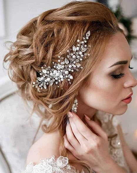 Simsly Bride Hochzeit Haarkamm Weinrebe Kristall Stirnband Brautschmuck Hochzeit Haarschmuck Haarteil Party für Frauen und Mä