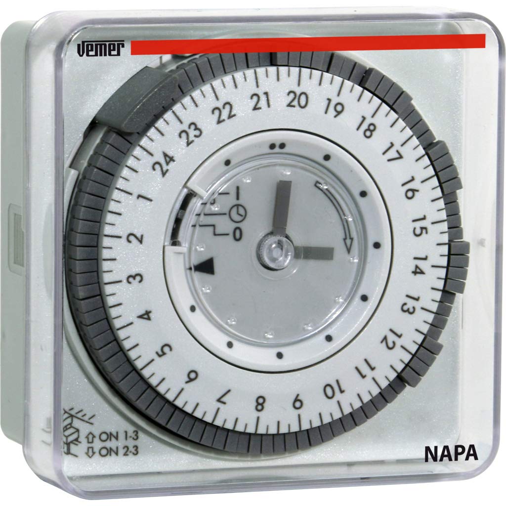 VEMER VP886600 model NAPA-RD Electromechanical time switch with daily programming. Panel mounting