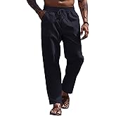 COOFANDY Linen Pants Mens Lightweight Linen Pants Elastic Waist Beach Yoga Summer Trousers