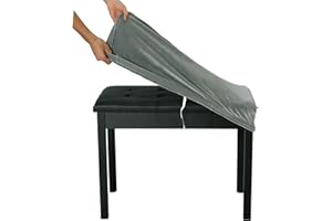 SINOSSO Soft Velvet Piano Bench Cover, (20"- 26.5") L x (11.8"- 15.7") W Rectangle Stretch Washable Stool Upholstered Protector Slipcover, (S, Dark Grey)