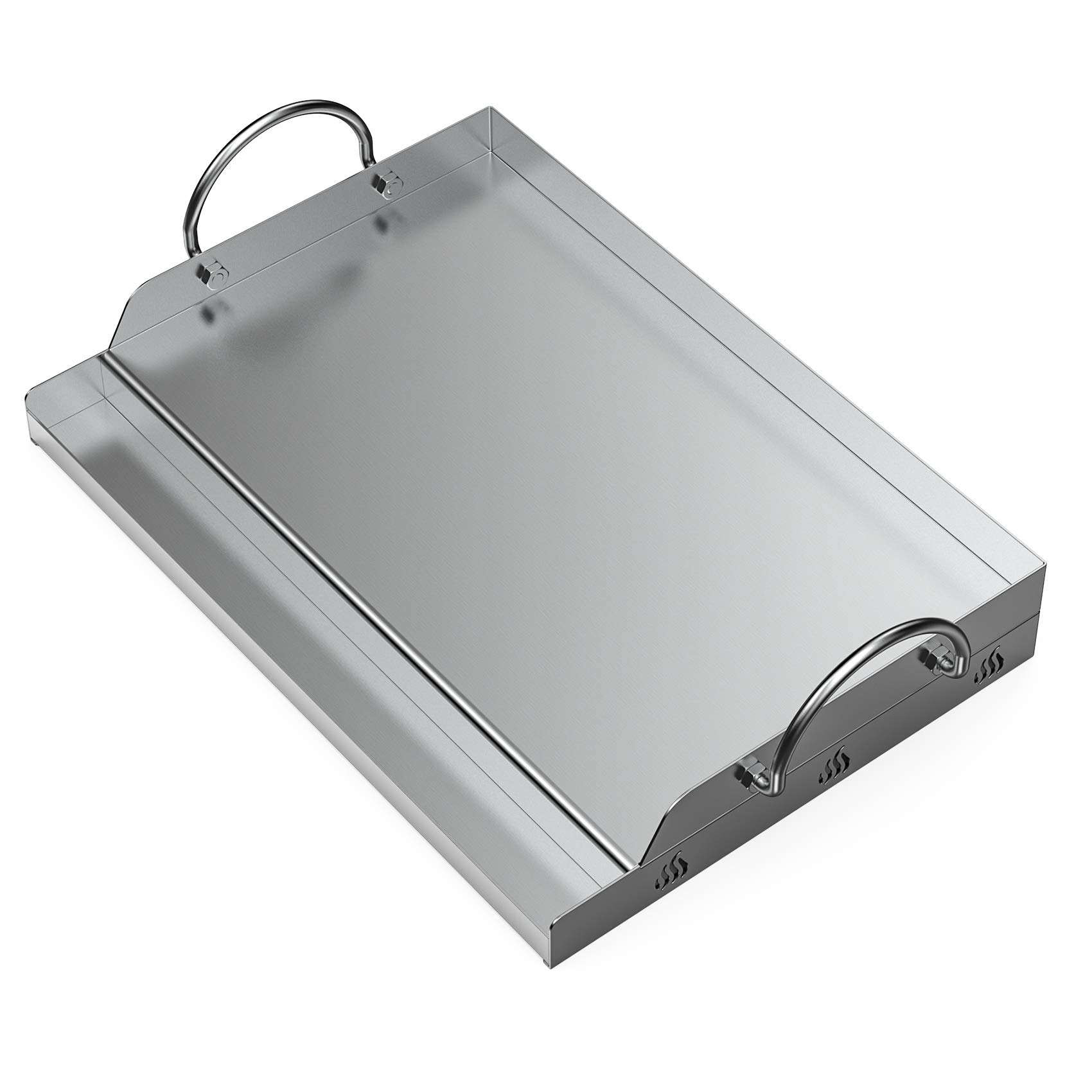 Photo 1 of Onlyfire Universal Stainless Steel Griddle for Most BBQ Grills with Removable Handles, 18"×12.5"