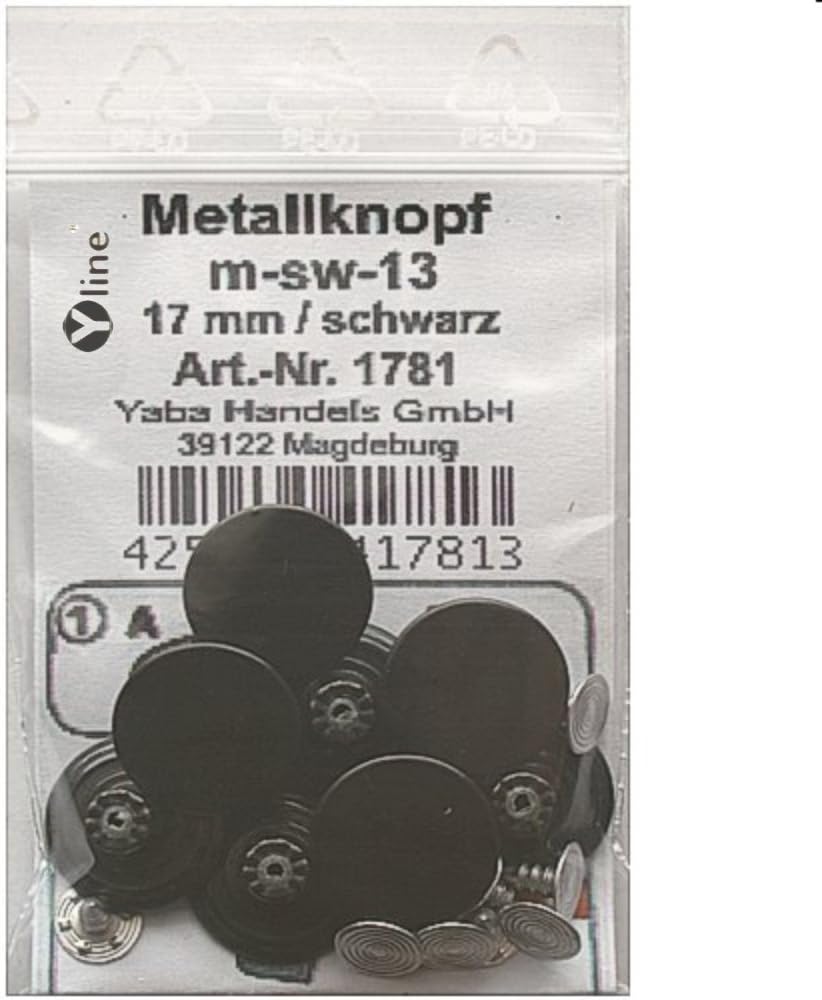 8 Metallnöpfe Jeansknöpfe schwarz,Metall-, Jeans- Knopf Knöpfe,Nähfreiknöpfe im Polybeutel, sl, 1781
