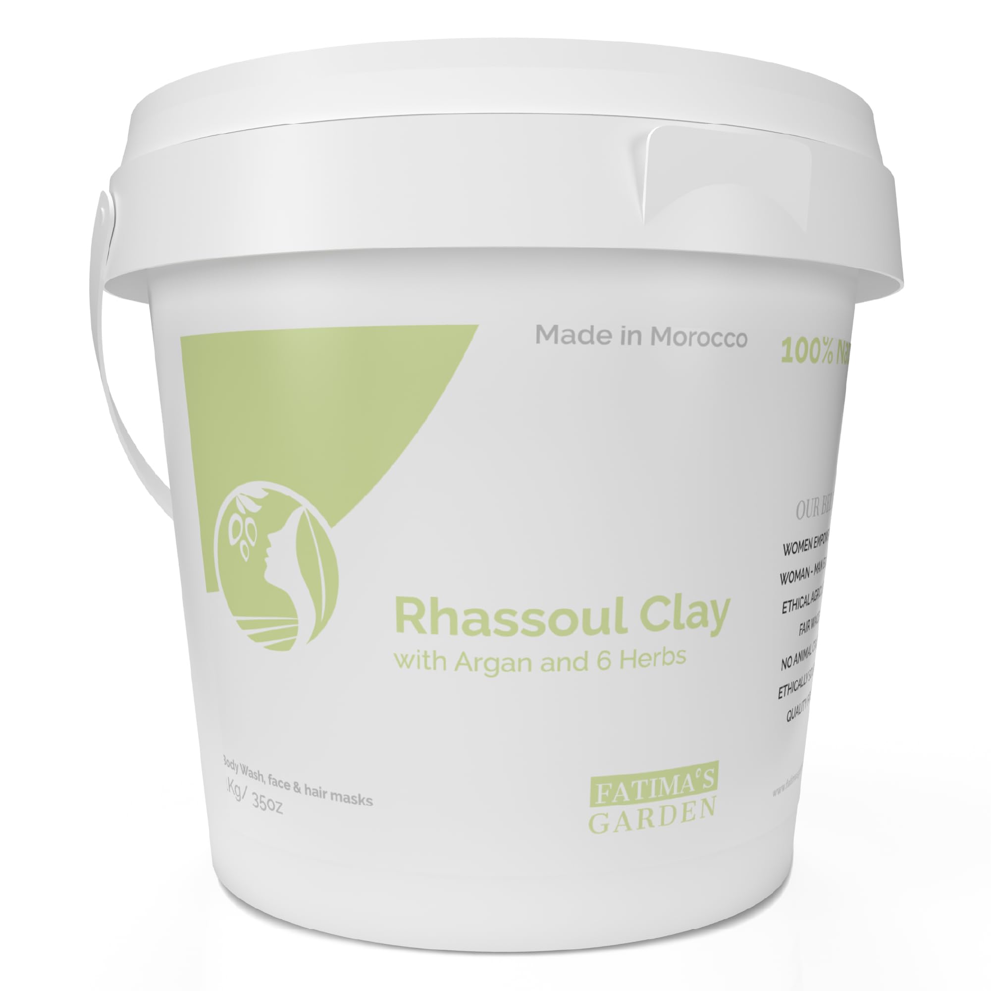Fatima's Garden Rhassoul Clay with Herbs - Detox Facial Powder, 1Kg