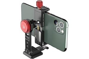 PICTRON Cell Phone Tripod Mount, ULANZI ST-14 Smartphone Tripod Mount Adapter Aluminum with Cold Shoe, 360° Cell Phone Stand Holder Clamp for iPhone16 15 14 13 12 11 Max Pro iPhone X XR Xs 6 7 Plus