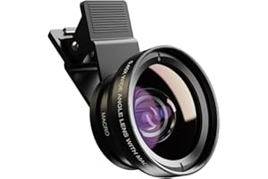 Apexel 2-in-1 Clip-On Phone Lens Kit: 0.45X Wide Angle (140°) + 12.5X Macro Lens for iPhone, Samsung Galaxy & Android Phones 