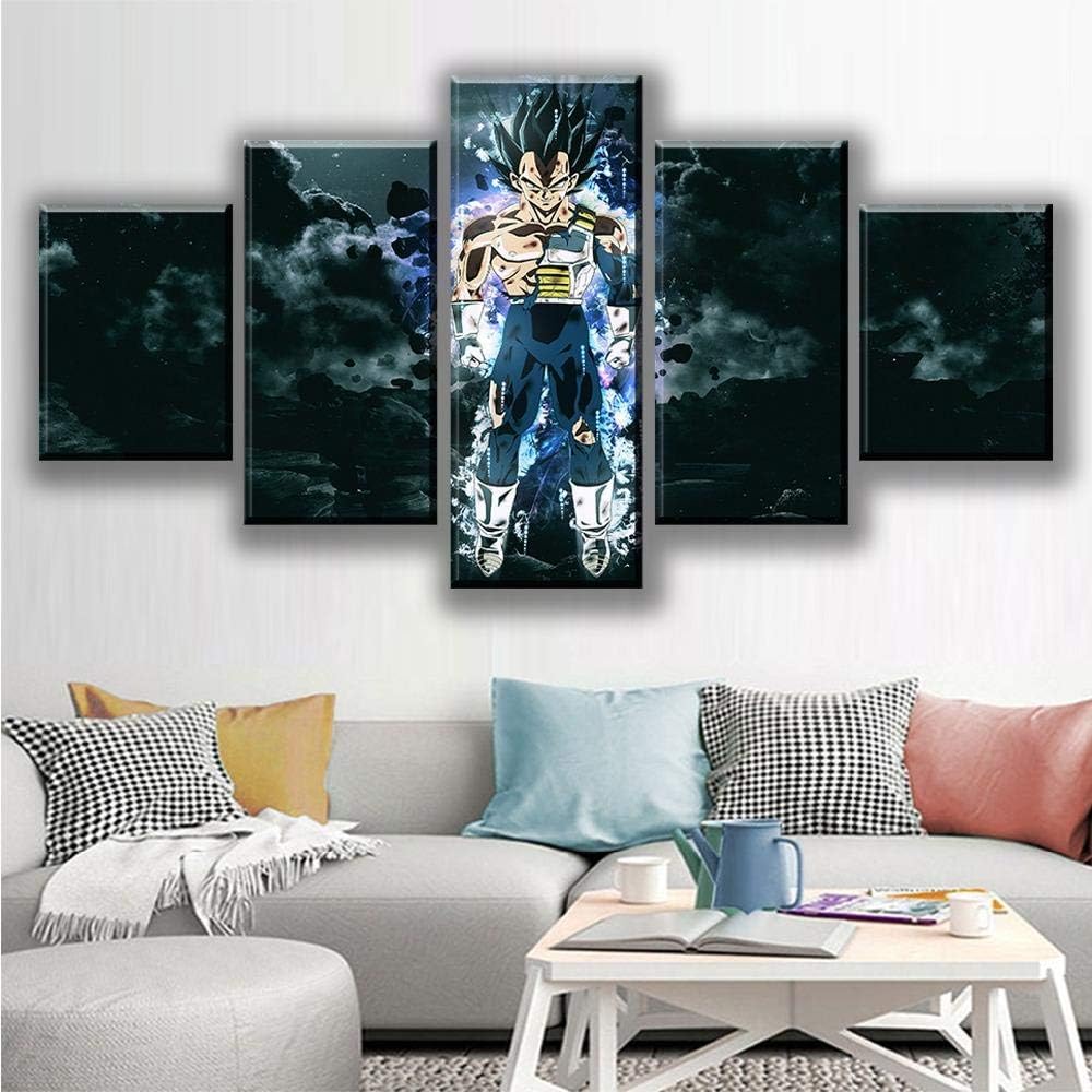 RZHSS Prints on Canvas,Anime Dragon Ball Z Cartoon 5 Pieces Modular Canvas Print Picture Art Modern Living Room Poster Wall Decoration (No Frame) Size M