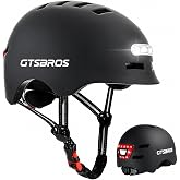GTSBROS Adult Bike Helmet with LED Lights, Lightweight Adjustable Bicycle Helmet for Men Women, Safety Certified Cycling Helmet for Urban Commuting, Road Cycling, Skateboard and Scooter Riding