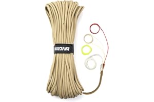 WILDAIR Paracord Survival Paracord Parachute Fire Cord Survival Ropes 4-in-1 U.S. Military Type III with Integrated Fishing Line Fire-Starter Tinder