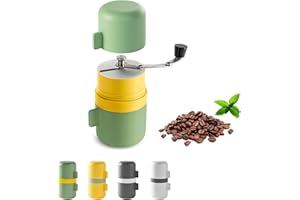 KINGDONG Manual Coffee Grinder, Hand Coffee Grinder Portable Coffee Bean Grinder Burr Grinders for Coffee Beans Seed Spices Foldable Rocker Adjustable Coarseness, Suitable for Outdoor Camping Tra (Light Green)