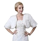 Liveinu Women's Half Sleeves Faux Fur Wedding Coat Wrap Shawl Bolero Shrugs For Bridal White