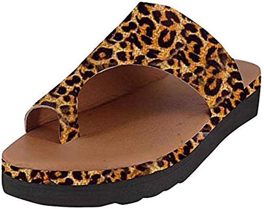 Women Comfort Platform Wedge Sandals Open Toe Leather Bunion Slippers Lightweight Flip Flops Shoes for Summer