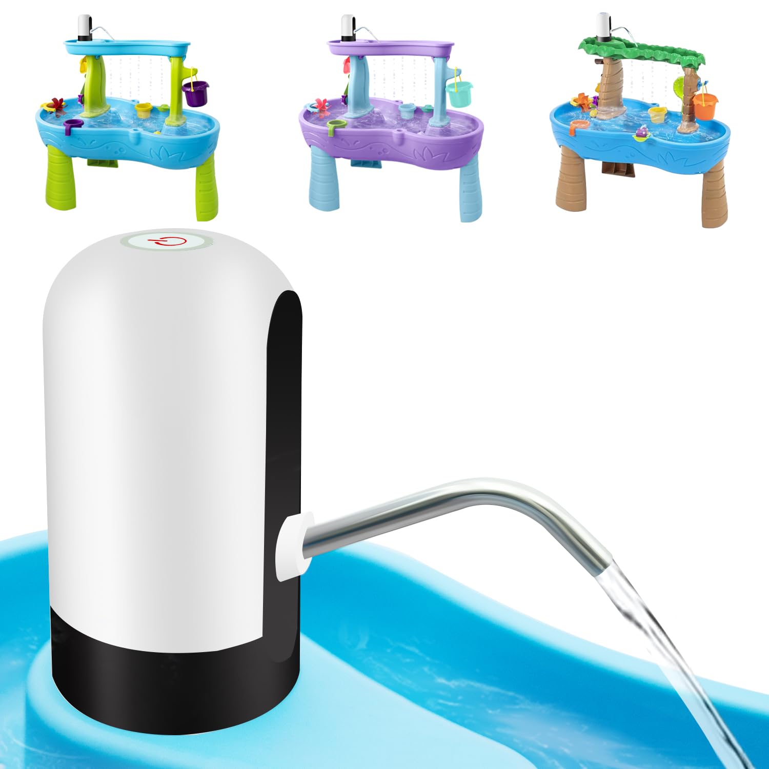 Water Table Pump: 3 Hours of Non-Stop Work Fun for Kids Battery Powered Water Outdoor Pump for Water Table White