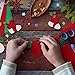 Caydo 20 Pieces 4 Colors Christmas Adhesive Back Felt Sheets Fabric Sticky Back Sheets, Include Red, Green, Black and White, 8.3 by 11.8