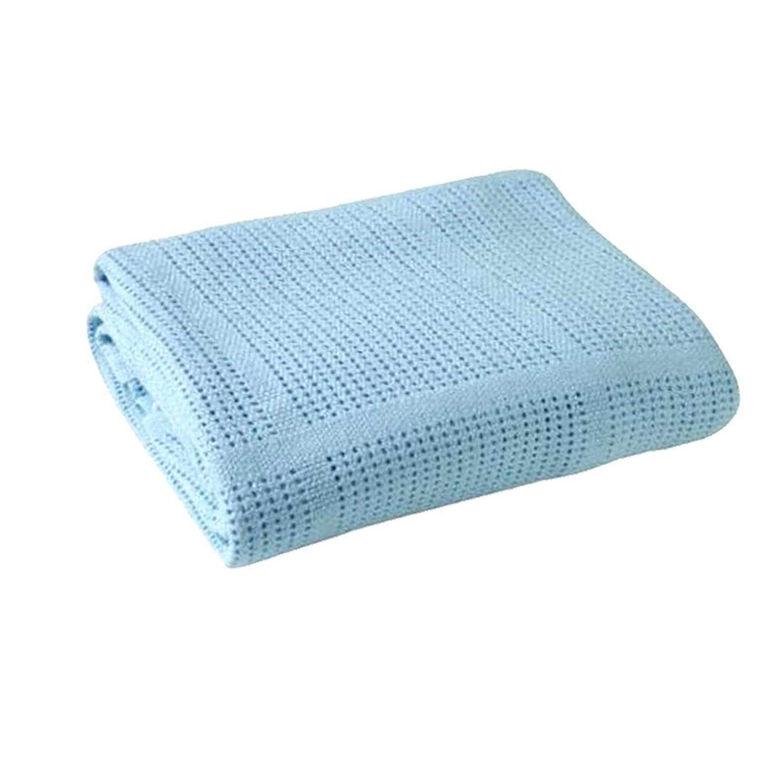 Pentrum Cellular Baby Blankets for Moses Basket/Travel/Pram/Car 100% Soft Cotton (Blue)