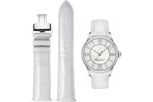 HEYOZURY Watch Bands Genuine Leather Embossed Alligator Grain Calfskin Deployment Buckle Replacement Strap for Women Men Bracelet Men's and Women's Watch Straps 14mm to 24mm