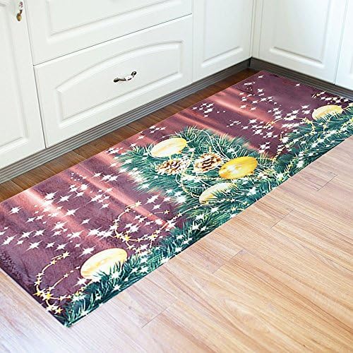 NIHAI Christmas Carpet Area Rugs, 24 x 71 Inch, Large Anti-Slip Mat Floor Mat, Home Welcome Mat Entrance Door Mat, Indoor Bathtub Carpet Doormats Decor (G)