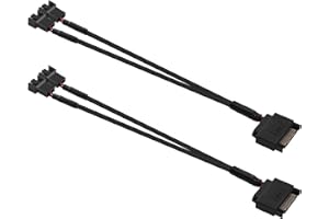 ELFJMZP PC Chassis Channel Fan PSU SATA 15-Pin to 2510 4P-2P Female Adapter Cable 26cm/10.5 in (Pack of 2) (1 to 2)