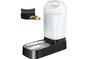 LESOTC Automatic Dog Water Bowl Dispenser with Filter - 2.4 Gal Large Gravity Auto Pet Water Feeder Waterer with Stainless Steel Bowl & Easy Carry Handle for Large Dog Cat Multi Pet Use