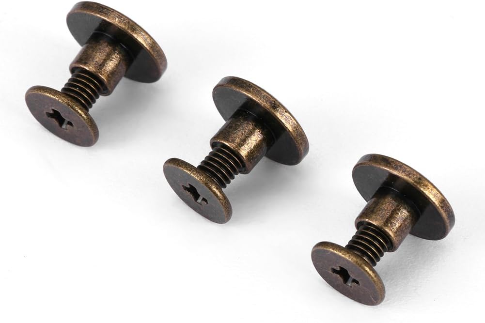 20Pcs Flat Leather Rivets Chicago Binding Screws Posts Assortment Kit