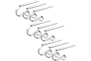 FESTANLEE 9 Pcs Christmas Stocking Holders Metal Mantel Stocking Hangers Adjustable Hanging Grip Stockings Clip Set (9, Silver)