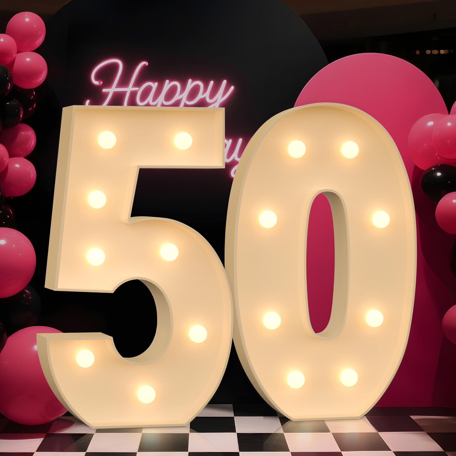 Photo 1 of Numbers 50, 3FT Giant Marquee Numbers for 50 Birthday Decoration, Large Light Up 50 for Anniversary Party Decor Birthday Sign, Pre-Cut Foamboad Mosaic DIY