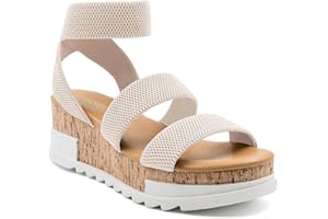 Athlefit Women's Wedge Sandals Platform Sandals Cork Elastic Strap Platform Sandals