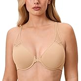 DELIMIRA Women's Front Closure Racerback Bras Plus Size Full Coverage Supportive Underwire Plunge Unlined Bra