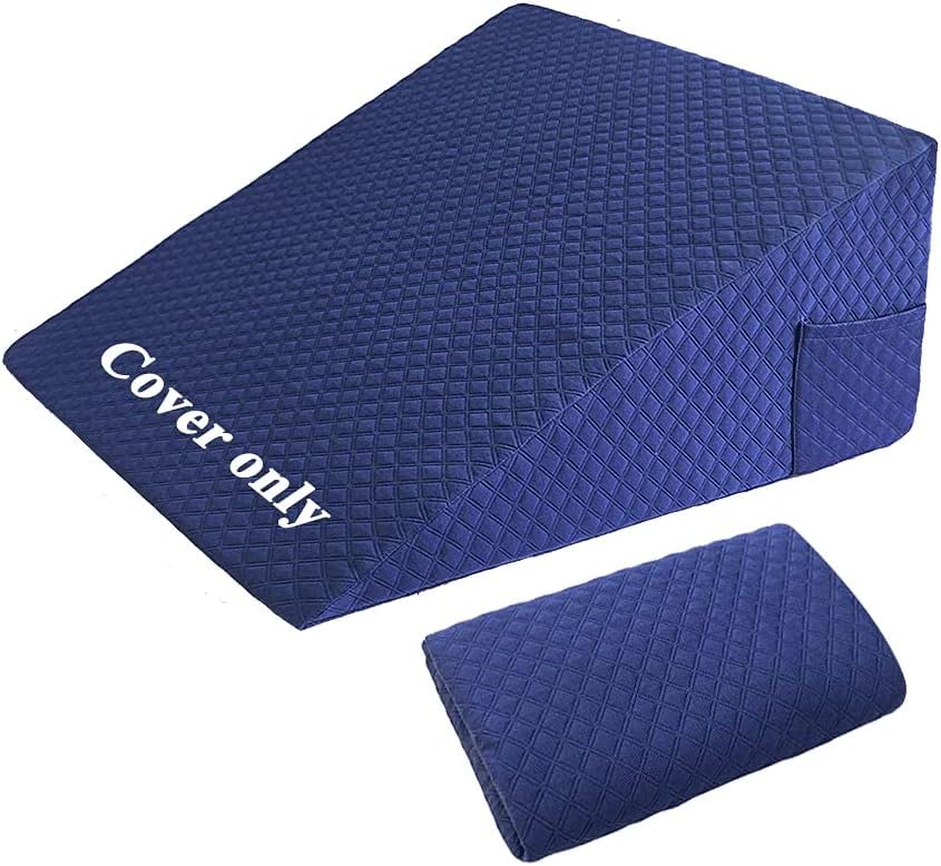 NEPPT Wedge Pillow Cover Quilted Triangle Incline Bed Wedge Pillowcase Slanted Pillow Case Protector(24"x25"x12") with Pocket & Zipper Only Replacement Cover Machine Washable