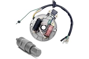 QISF 2 Coil Ignition Magneto Stator Plate for 50 70 90 110 125cc Taotao Kazuma SSR Baja ATV Quad Dirt Kick Bike 4 Wheeler with 24mm&27mm Magneto Flywheel GY6 Puller ATV Scooter Repair Tool