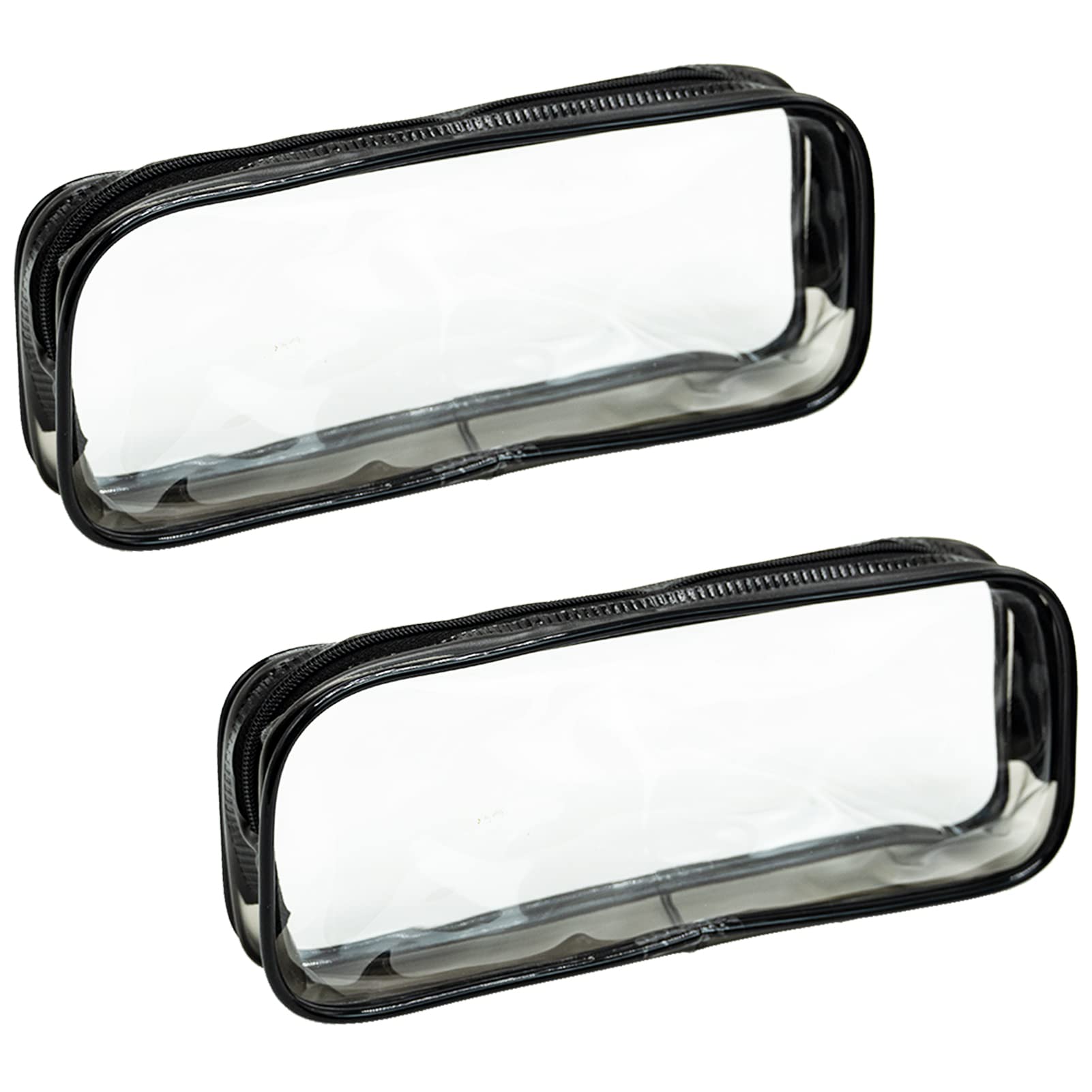 SZXMDKH Pack of 2 Clear Pencil Case- Transparent PVC Pencil Cases with Zipper- Exam Pencil Cas、Travel Luggage Make up Cosmetic Bag- Pencil Case for Girls Boys Women