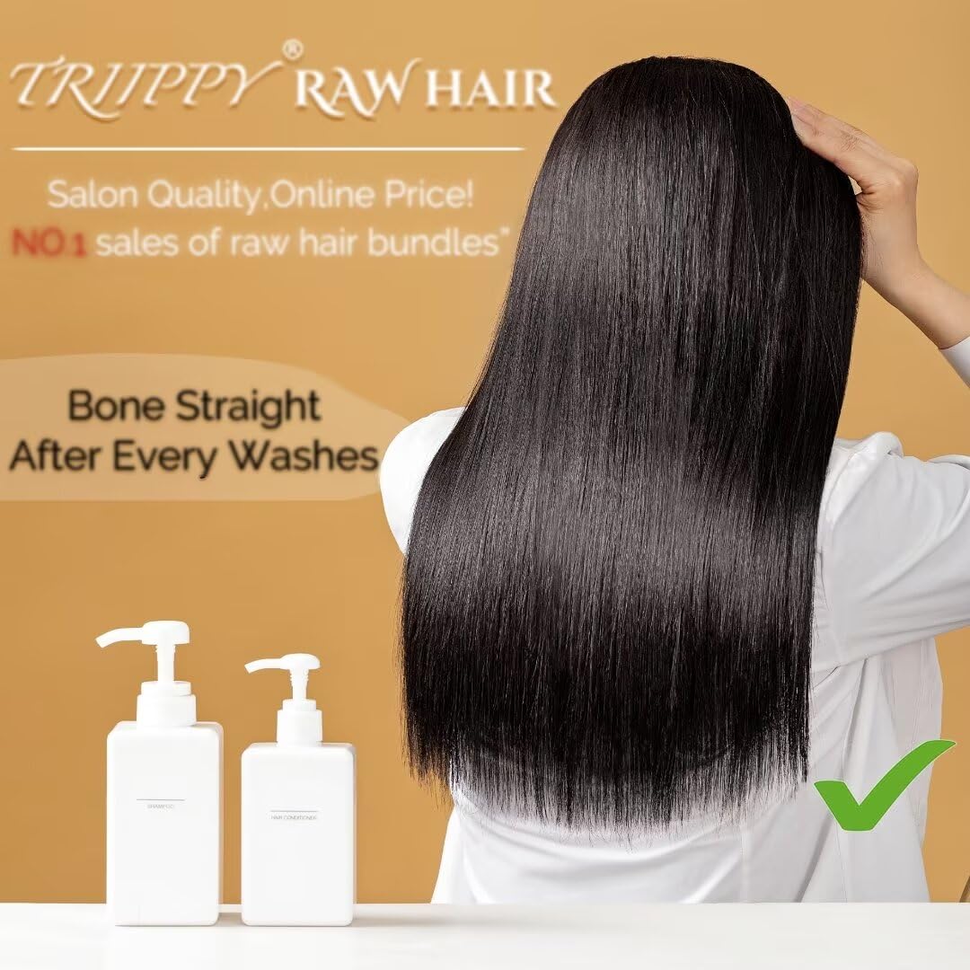TRIIPPY Straight Bundles Human Hair,100% Raw Cambodian Hair Sew Weave 3 Bundles,Triple The Lifespan Over Regular Virgin Hair Bundle,No.1 Raw Hair Brand On Amazon(16 18 20 Inches,Natural Color)