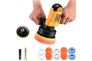 CJC Buffer Polisher - 110V 600W Variable Speed Machine - Random Orbital Buffer for Floor, Car, Furniture, Metal Waxing and Polishing With Professional Buffing Kit(16pcs)